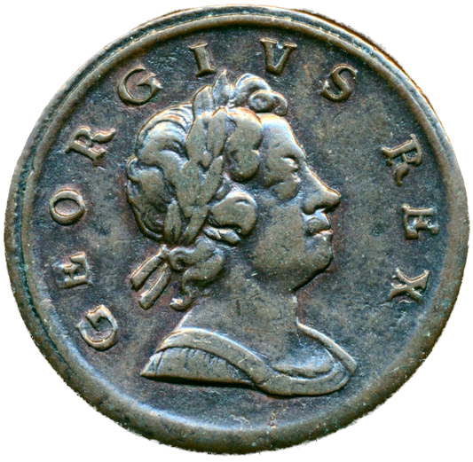 1718 Halfpenny Obverse no stops S3659 BMC 775 GVF Very rare