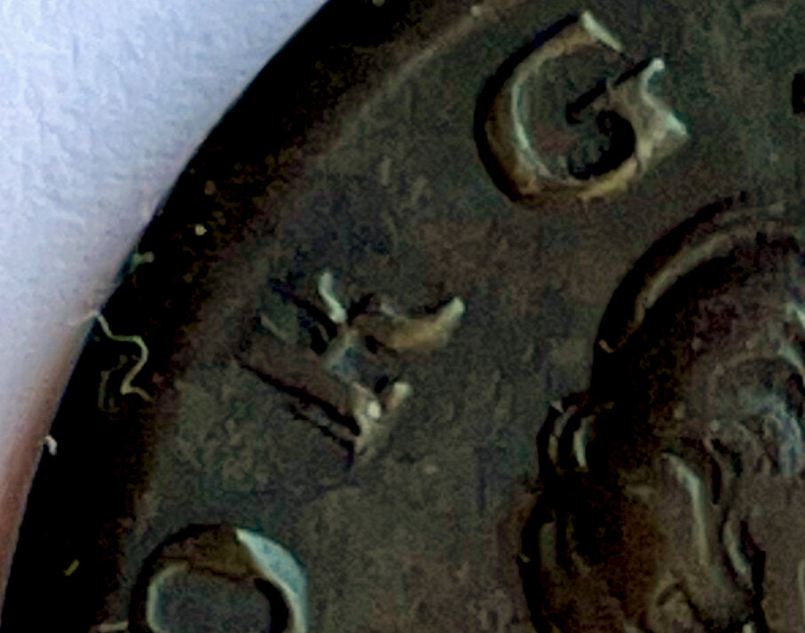 1718 Halfpenny N over A in Britannia S3659 BMC 774var GVF