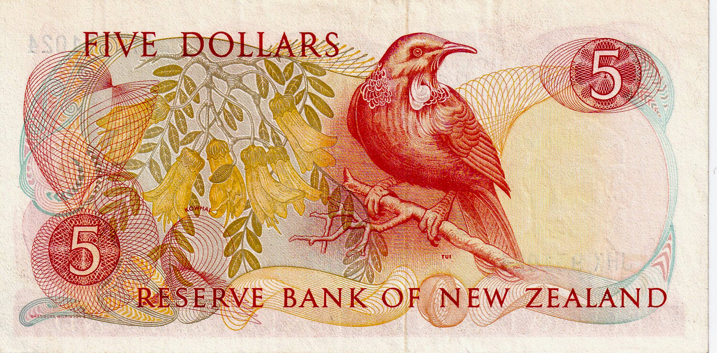 NEW ZEALAND P.171c 1989-1992 $5 NEF