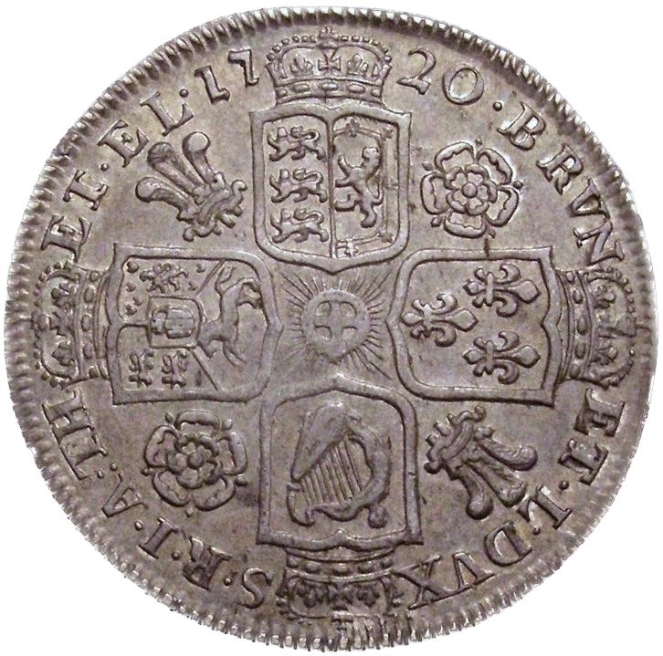 1720 Halfcrown Roses and plumes Edge SEXTO Unaltered date S3642 ESC 1556 Extremely rare (R3) GVF