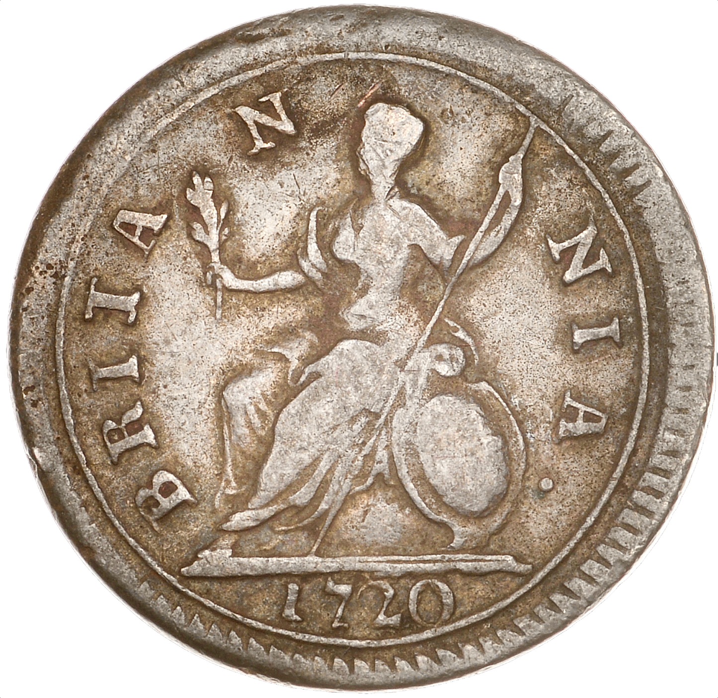 1720 Farthing S3662 BMC 818 Small obv letters VF