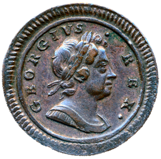 1720 Farthing S3662 BMC 818 Small obv letters Large 0 NEF