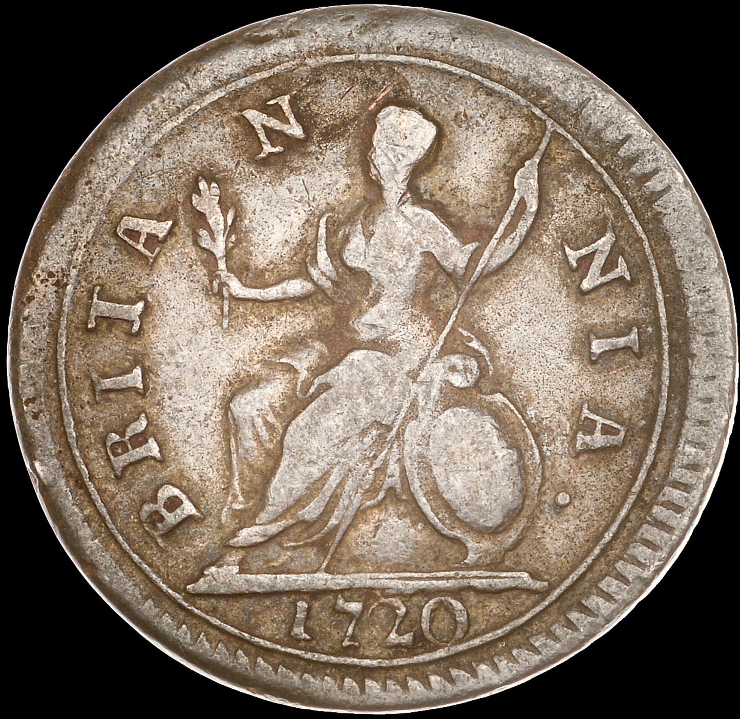 1720 Farthing S3662 BMC 818 Small obv letters VF
