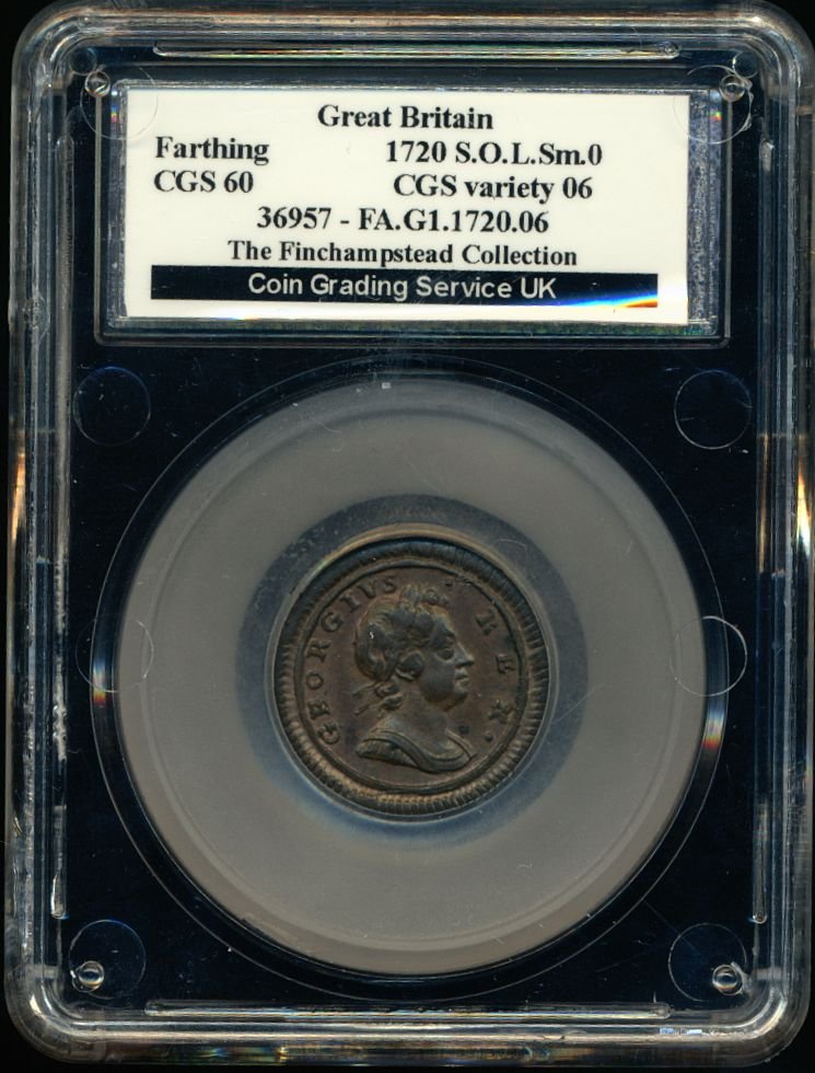 1720 Farthing S3662 BMC 818 Small obv letters Small 0 EF CGS60