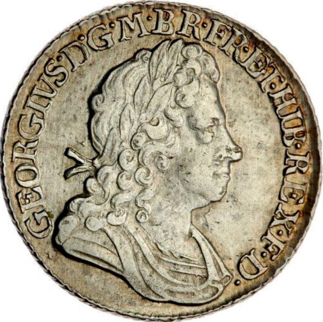 1722 Shilling First bust Roses and plumes S3645 ESC 1581 Scarce EF or near so