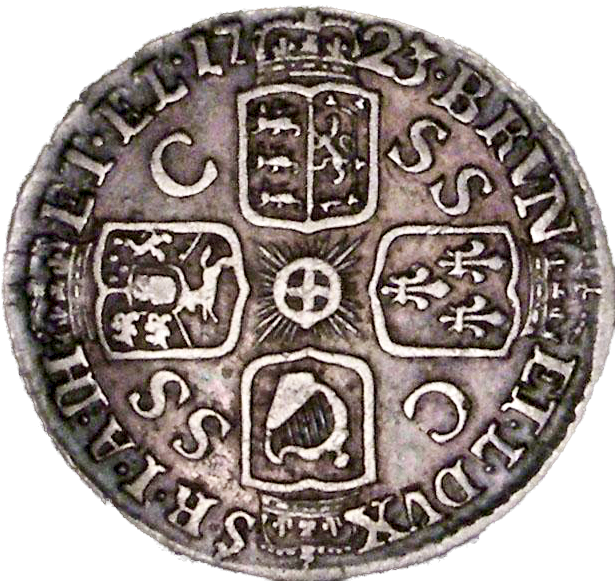 1723 Sixpence SSC in angles S over sideways S S3652 ESC 1614var Rare F/NVF