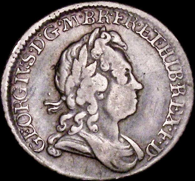 1723 Sixpence SSC in angles S over sideways S S3652 ESC 1614var Rare F/NVF