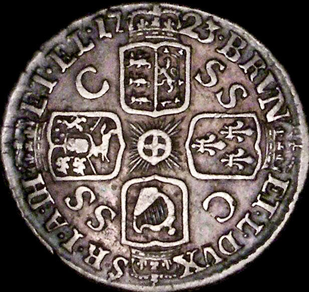 1723 Sixpence SSC in angles S over sideways S S3652 ESC 1614var Rare F/NVF