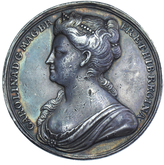 1727 Coronation of Caroline silver medal E512 MI480/8 GVF/NEF