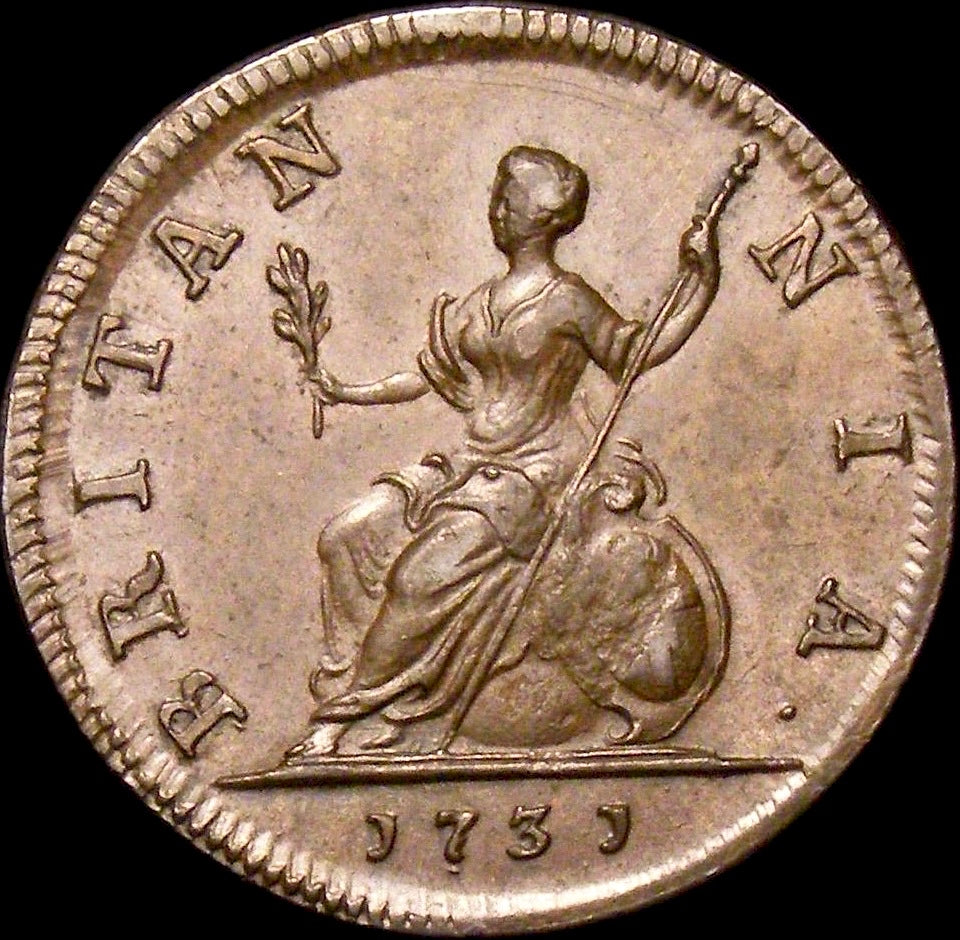 1731 Farthing S3720 BMC 858 Longer thinner ribbons Scarce EF CGS65