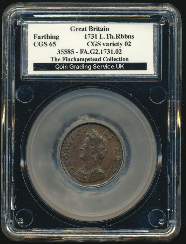 1731 Farthing S3720 BMC 858 Longer thinner ribbons Scarce EF CGS65