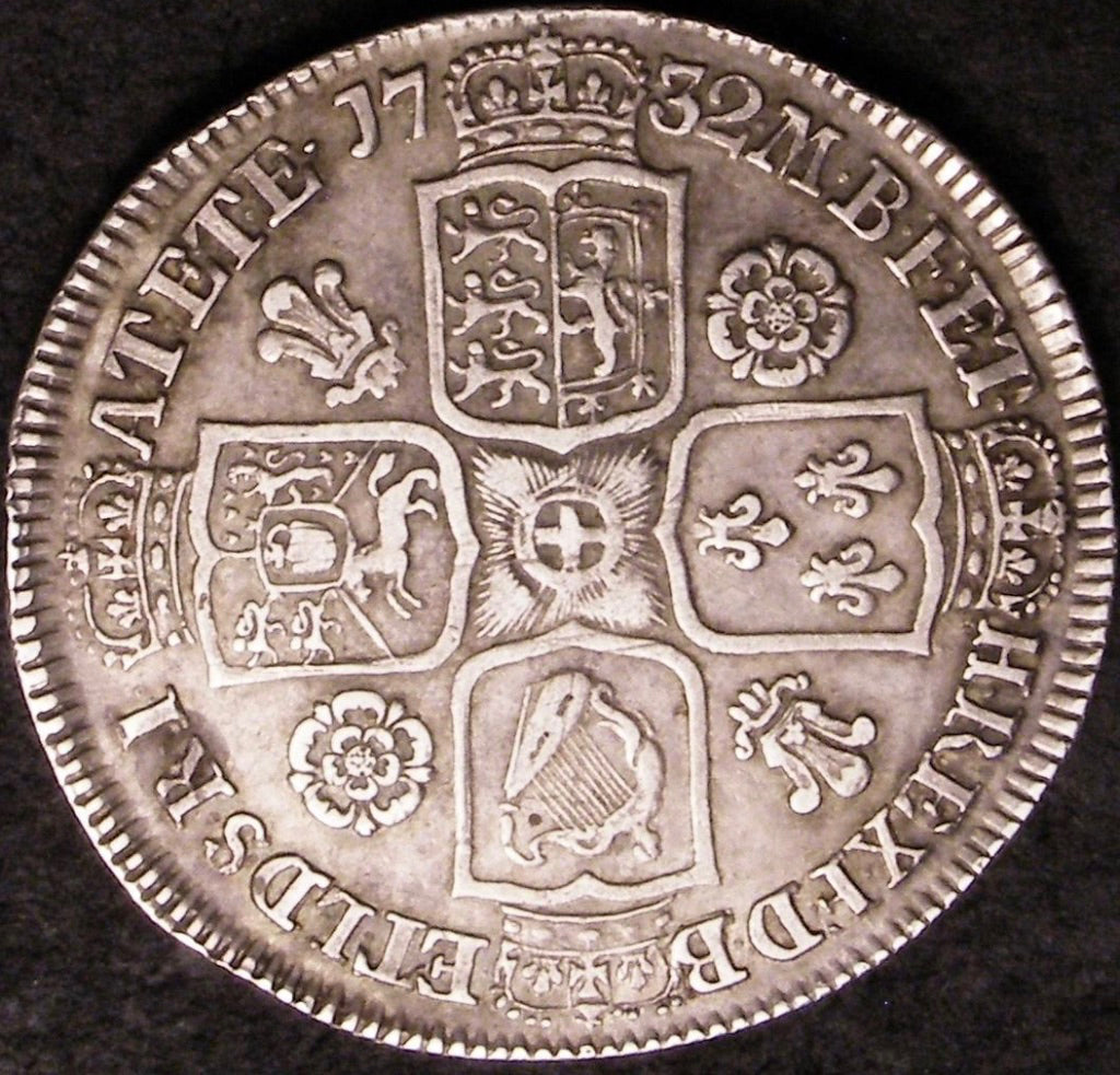 1732 Halfcrown Roses and plumes Edge SEXTO S3692 ESC 1675 VF