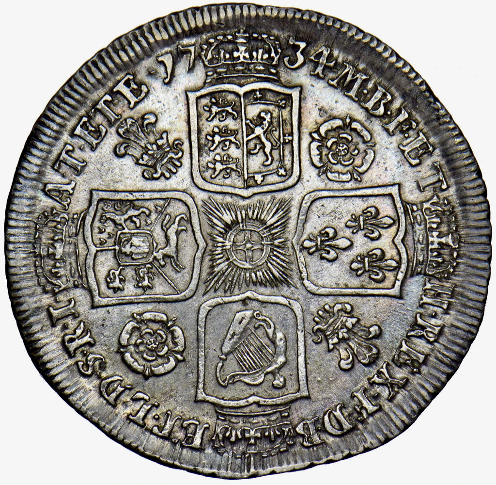 1734 Shilling Young head Roses and plumes S3700 ESC 1706 NEF