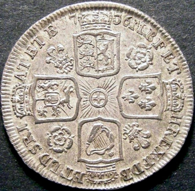 1736 Shilling Young head Roses and plumes S3700 ESC 1709 EF
