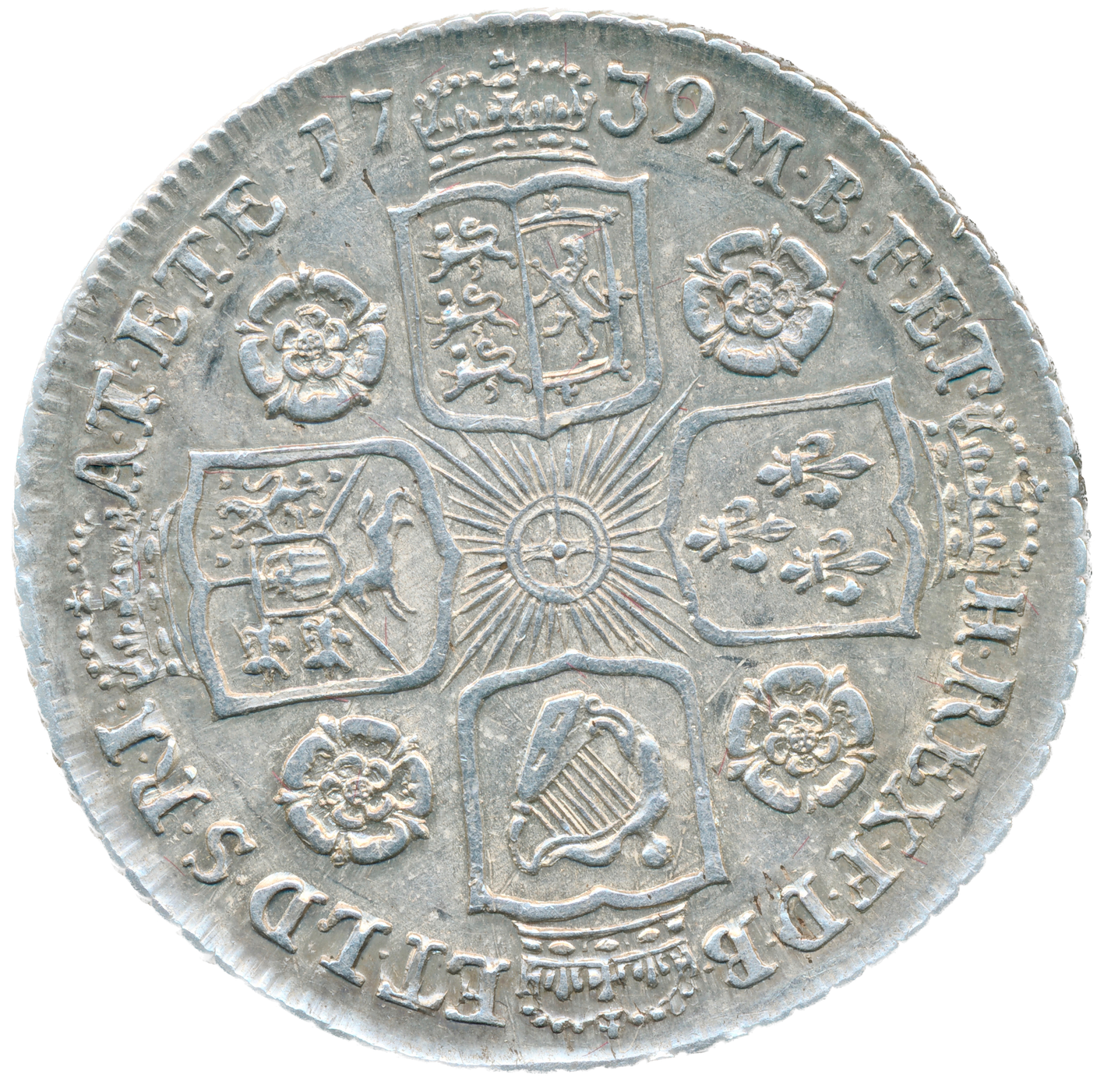 1739 Shilling Young head Roses in angles S3701 ESC 1713 NEF