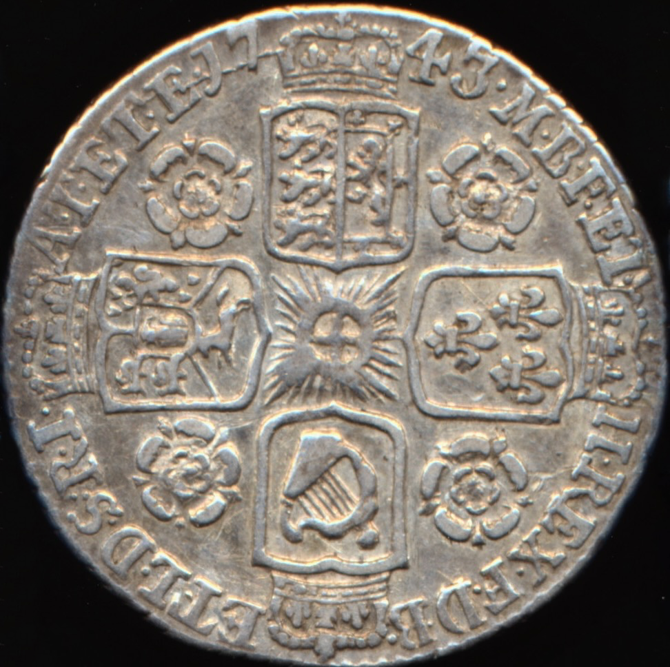 1743 Sixpence Old head Roses in angles S3709 ESC 1752 NEF