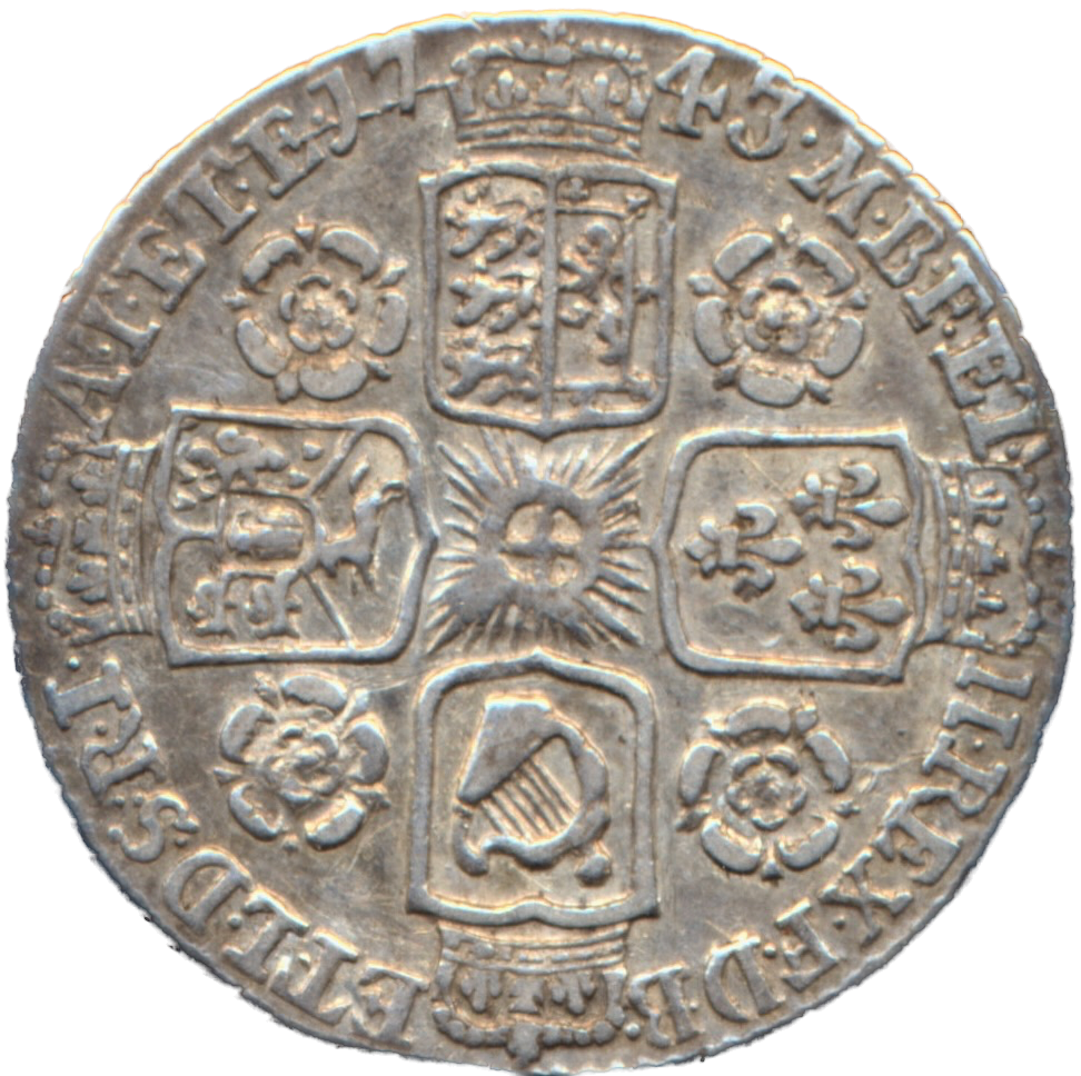 1743 Sixpence Old head Roses in angles S3709 ESC 1752 NEF