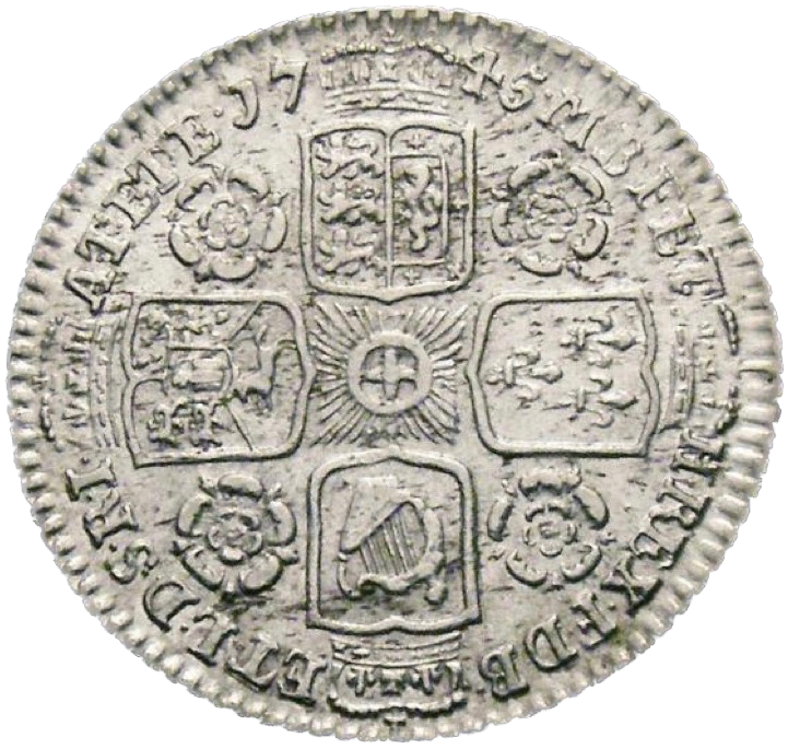 1745 Sixpence Old head Roses in angles S3709 ESC 1753 NEF