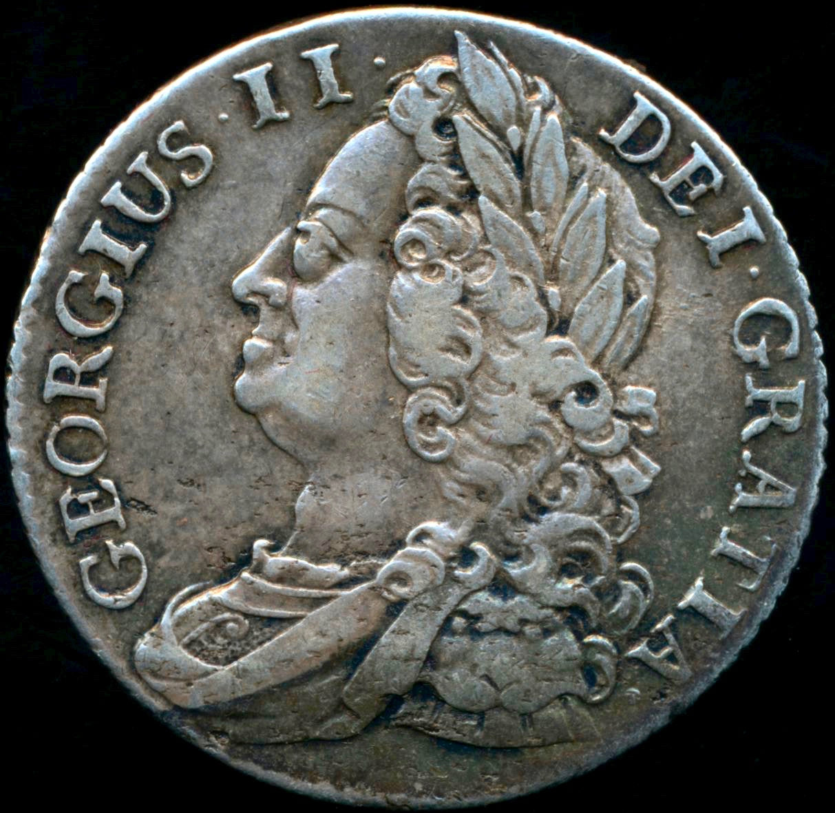 1745/34 Shilling Old head Roses in angles S3702 ESC 1723 Rare (R) GVF
