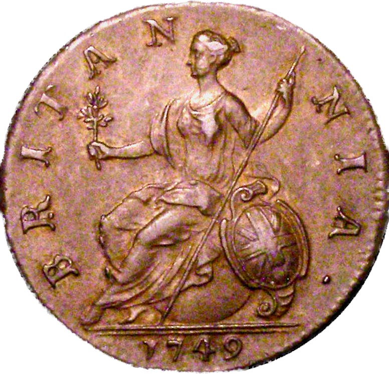 1749 Halfpenny S3719 BMC 879 GEF