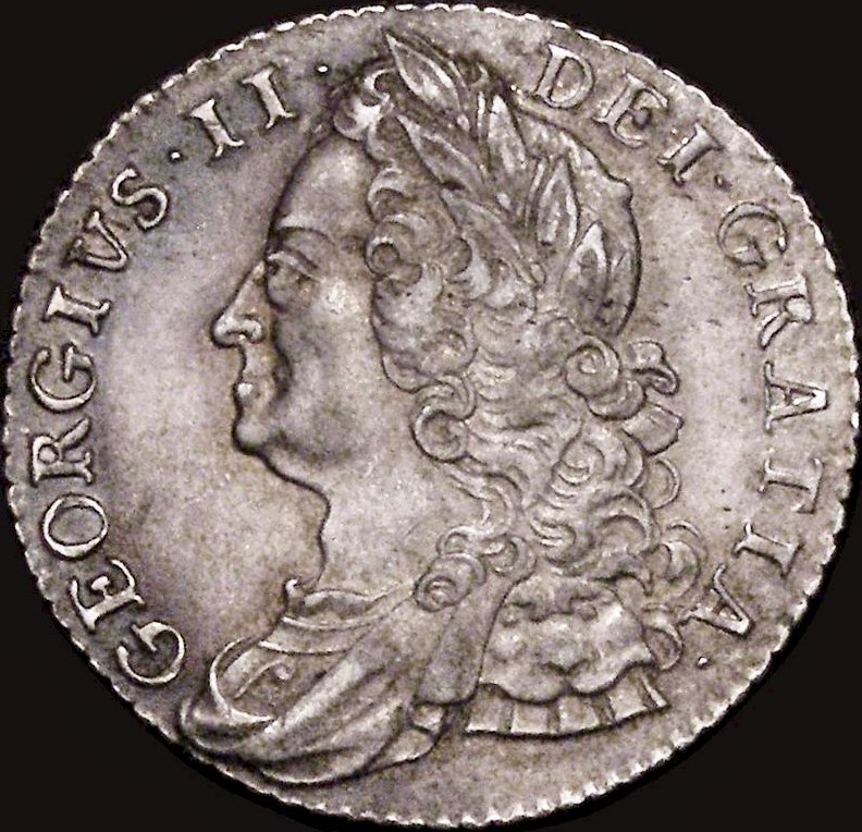 1750 Shilling Old head Plain in angles Oval 0 S3704 ESC 1729 GEF