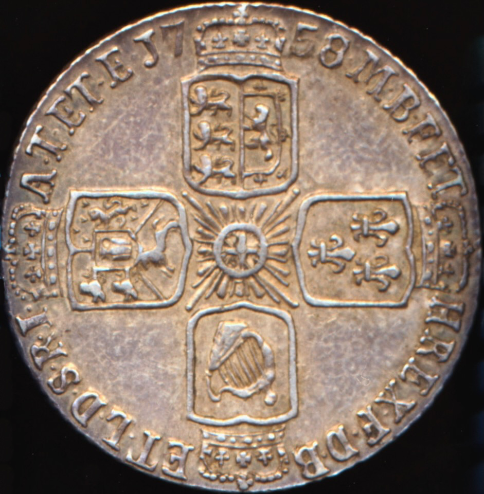 1758 Sixpence Old head Plain in angles S3711 ESC 1763 NEF/EF