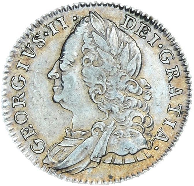 1758/7 Sixpence Old head Plain in angles S3711 ESC 1764 Very rare (R3) NEF/EF