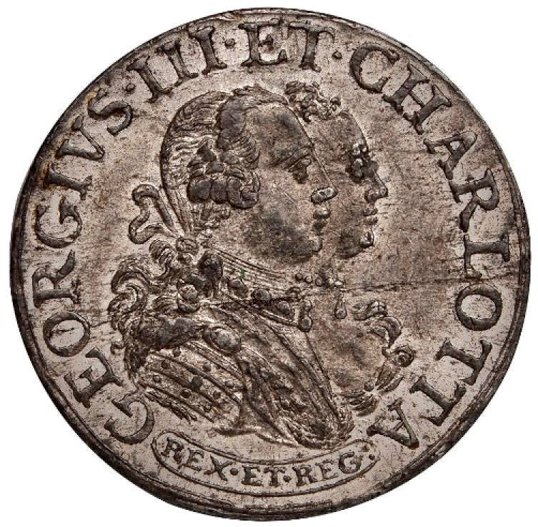 1761 Marriage of George III and Queen Charlotte White metal E691 BHM 17 GEF