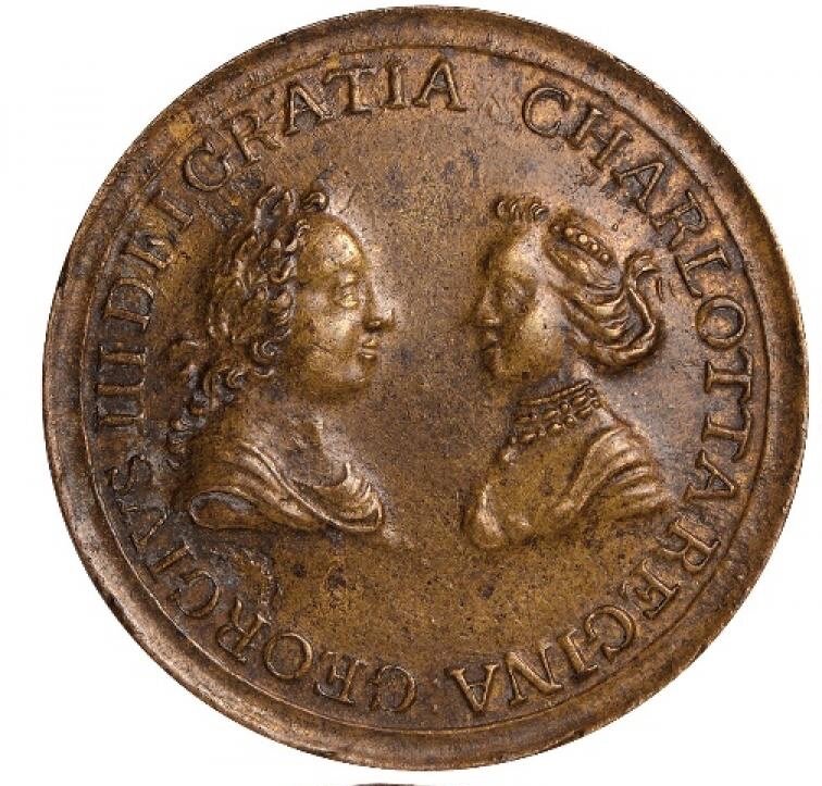 1762 Anniversary of Queen Charlotte's birthday copper medal BHM 75 NEF