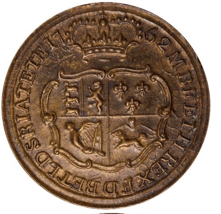 1762 Anniversary of Queen Charlotte's birthday copper medal BHM 75 NEF