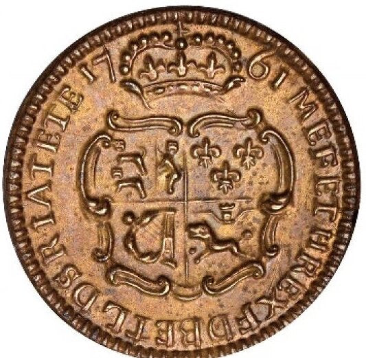 1761 Coronation copper medal BHM 56 NEF