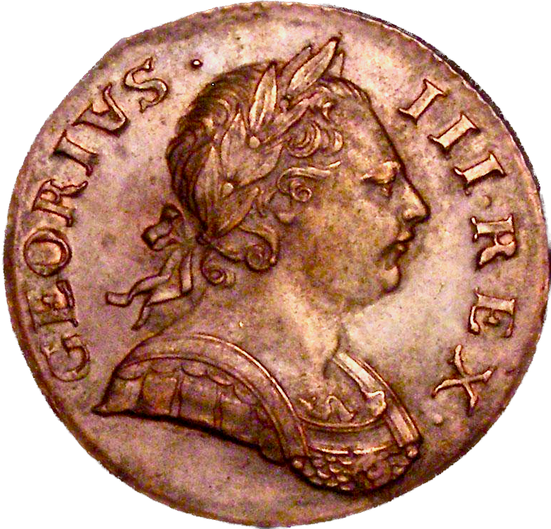 1772 Halfpenny GEORIVS error S3774 BMC 900 Rare EF/GEF