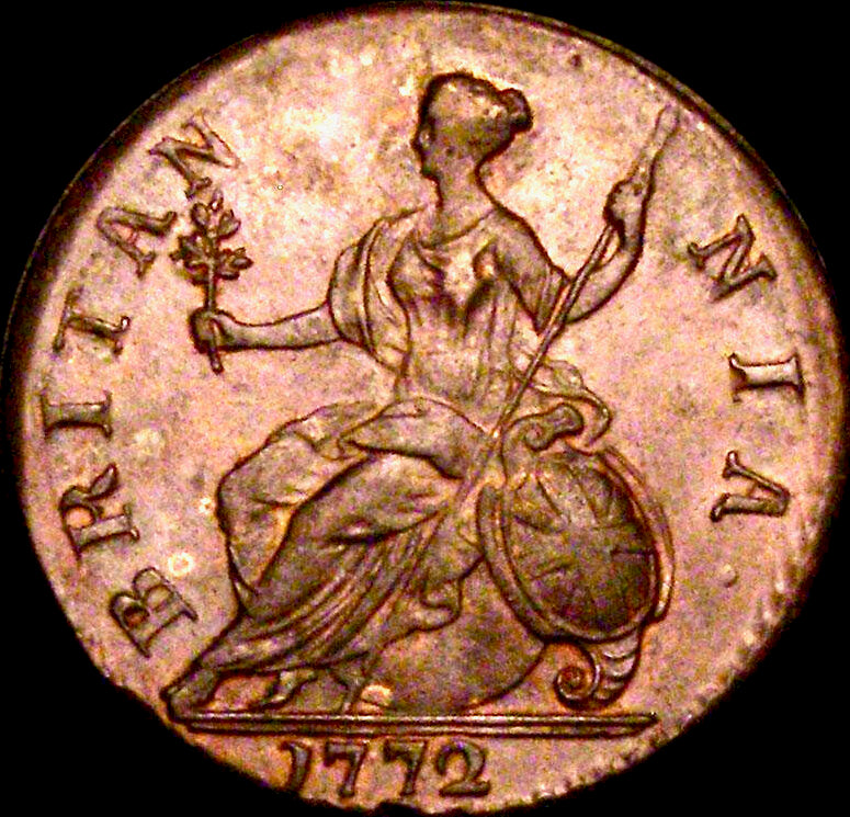 1772 Halfpenny GEORIVS error S3774 BMC 900 Rare EF/GEF