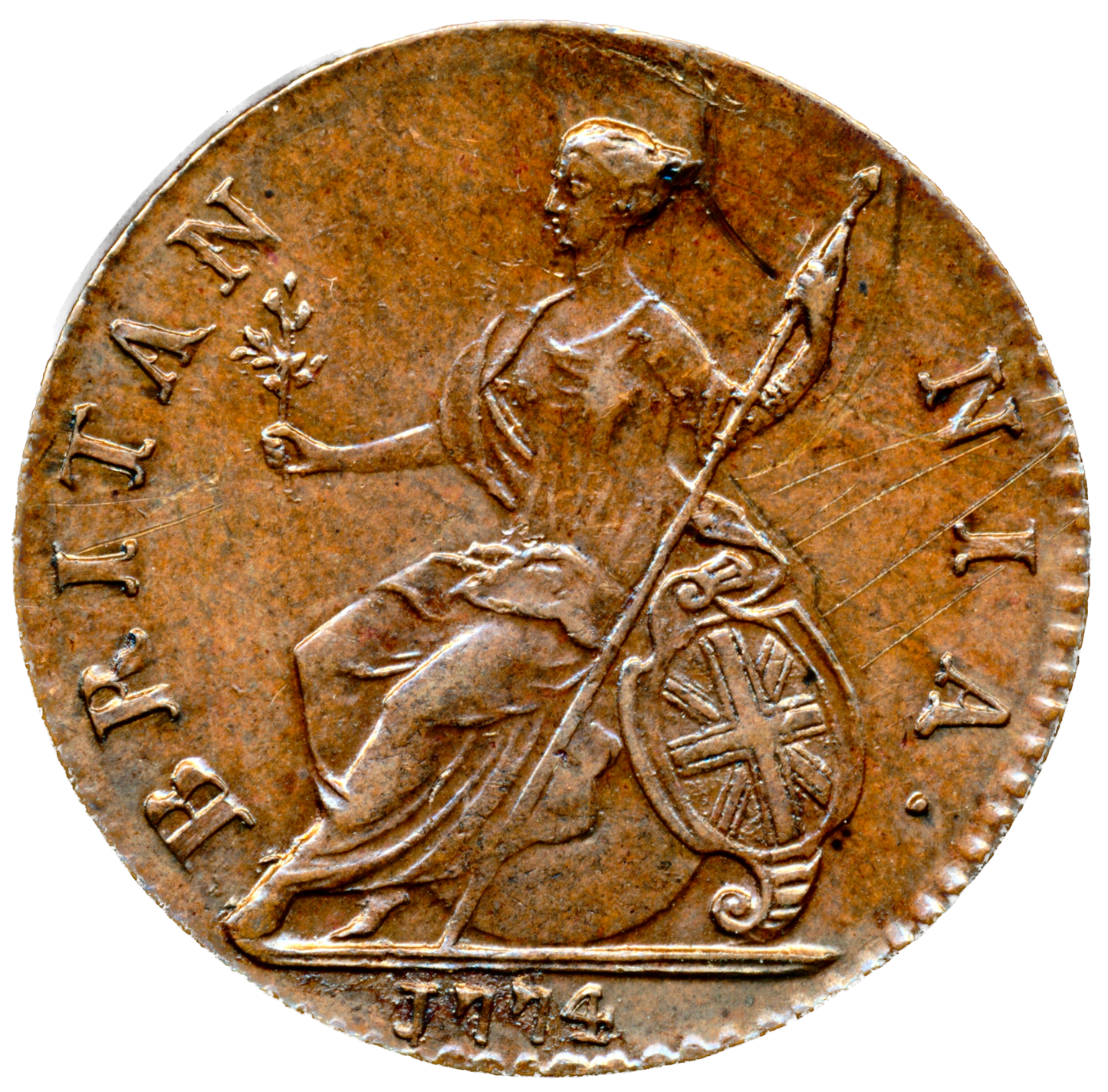 1774 Halfpenny S3774 BMC 907 Scarce GVF/NEF