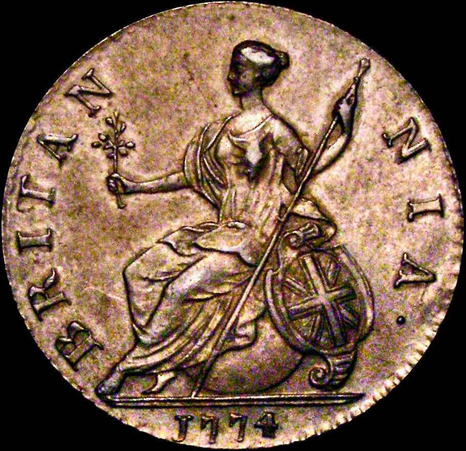 1774 Halfpenny S3774 BMC 907 Scarce AUNC