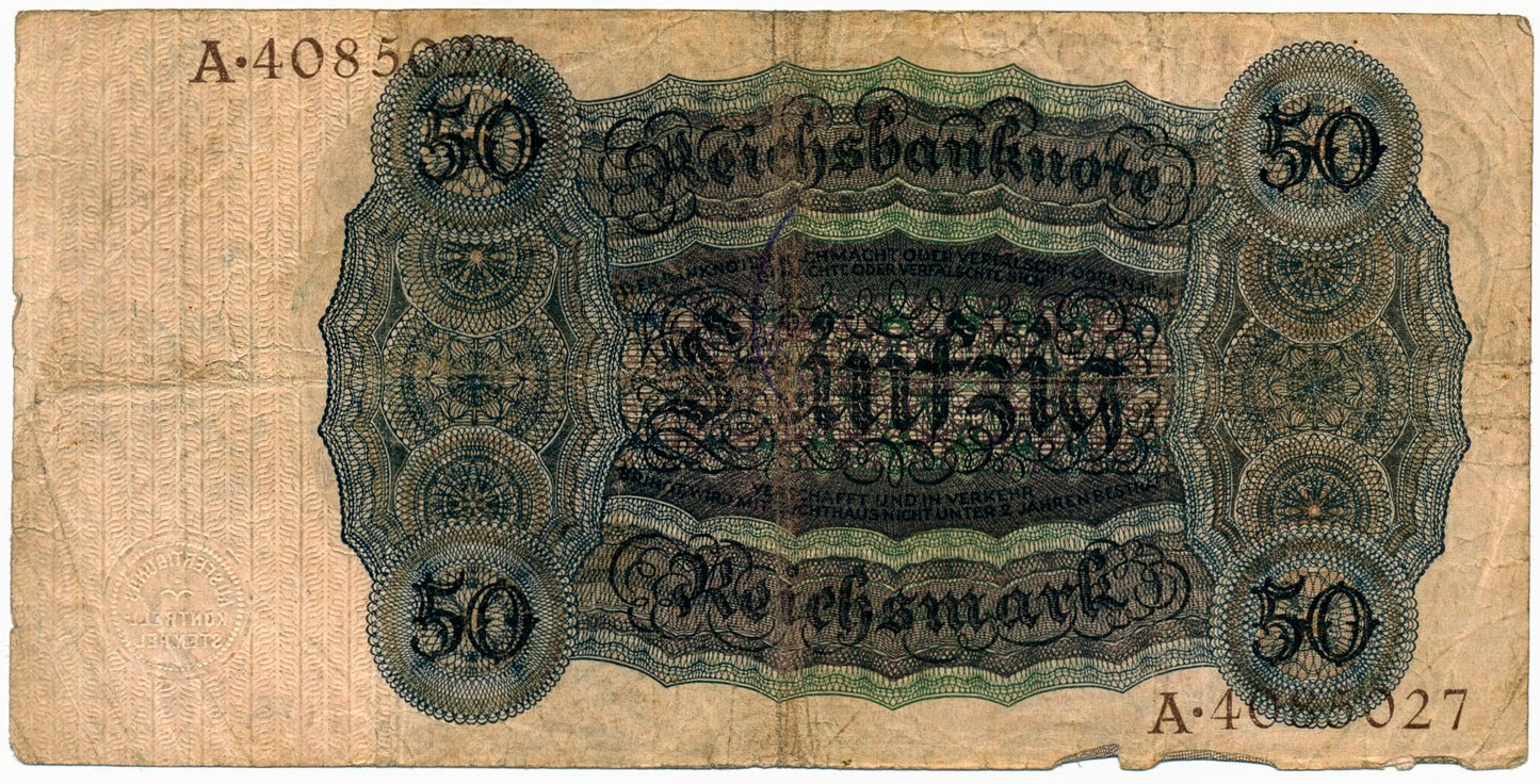 GERMANY P.177 1924 50 Reichsmark F