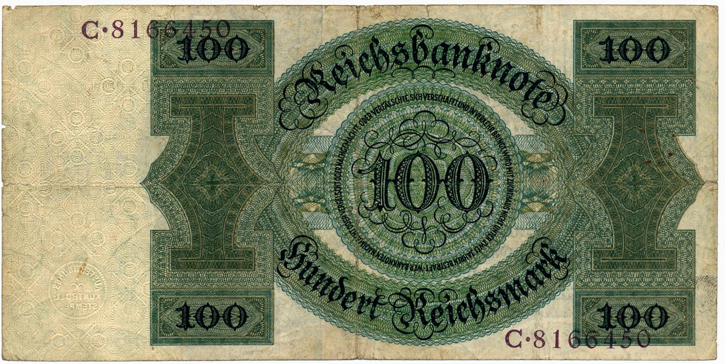 GERMANY P.178 1924 100 Reichsmark GF