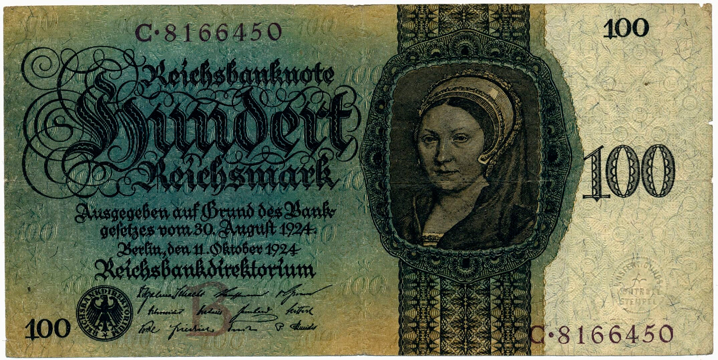 GERMANY P.178 1924 100 Reichsmark GF