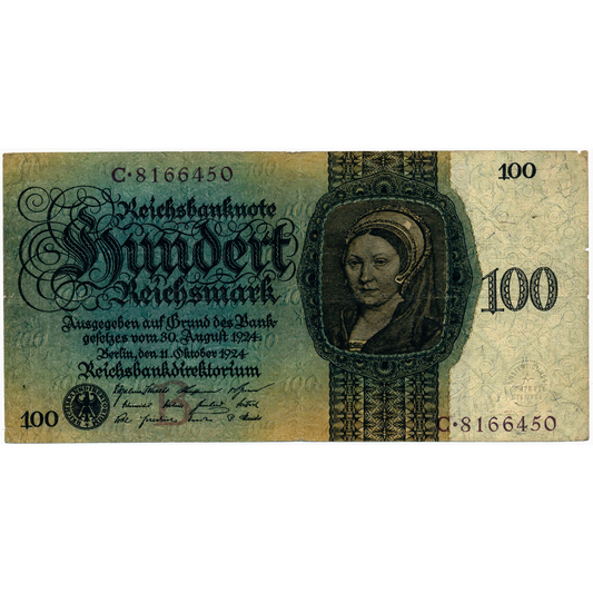 GERMANY P.178 1924 100 Reichsmark GF