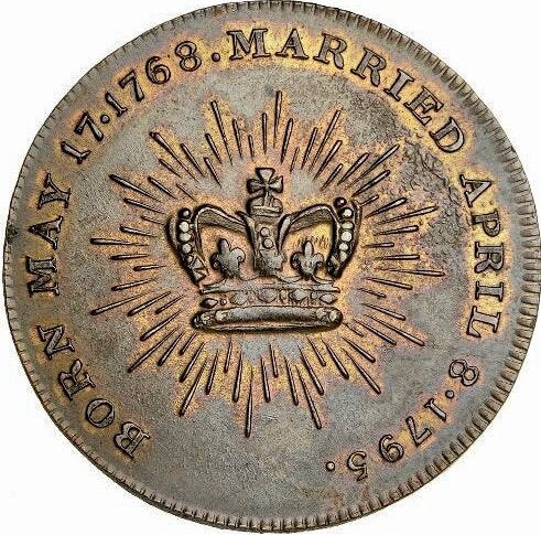1795 Marriage of Prince of Wales and Caroline Gilt Brass BHM 399 EF