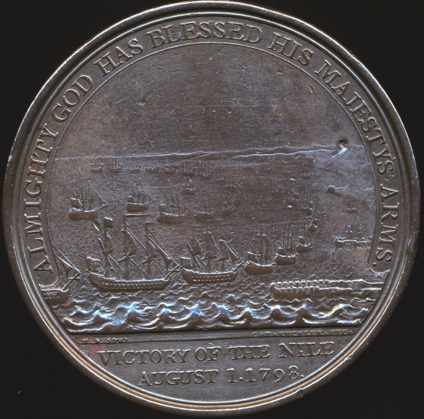 1798 Battle of the Nile Davison's 47mm bronze medal BHM 447 E890