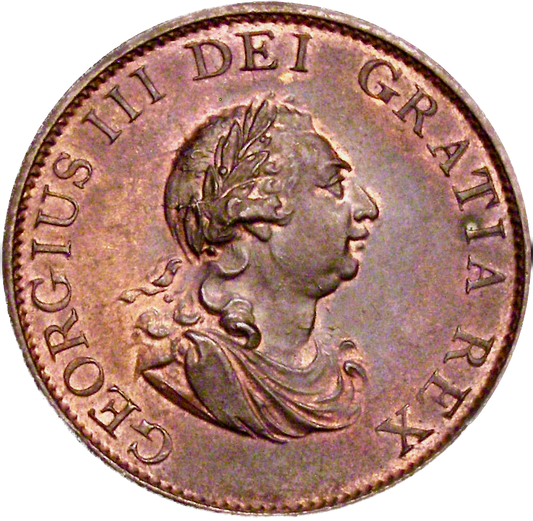 1799 Halfpenny S3774 BMC 1248 5 Gunports UNC