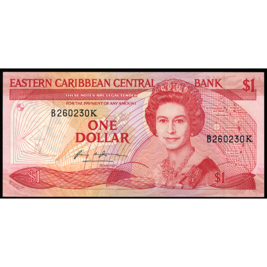 EAST CARIBBEAN P.17k K Suffix St Kitts 1988 $1 UNC