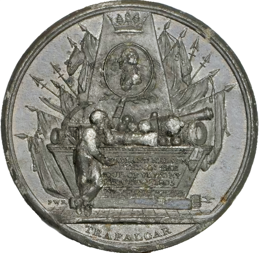 1805 Death of Nelson 52mm white metal medal BHM 579 E958 VF