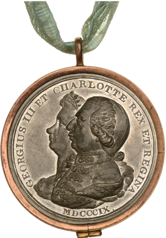 1809 Grand National Jubilee 39mm white metal medal in brass ring BHM 643