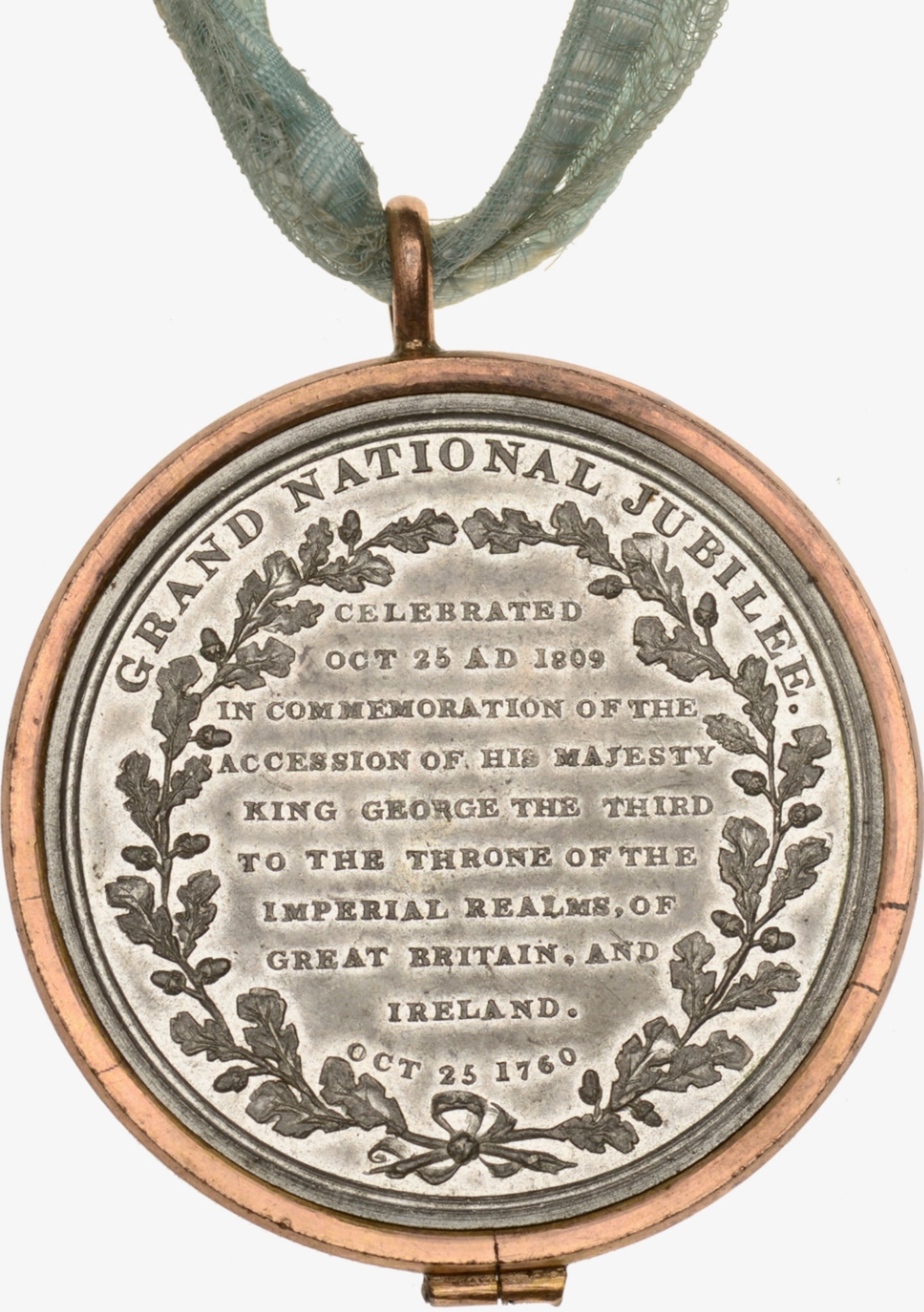 1809 Grand National Jubilee 39mm white metal medal in brass ring BHM 643