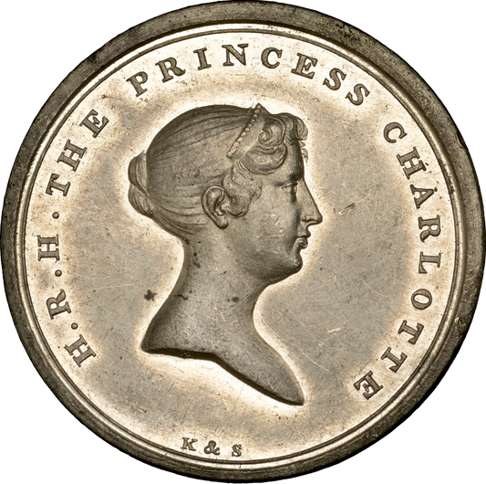 1817 Death of Princess Charlotte 39mm white metal medal BHM 937