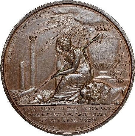 1817 Death of Princess Charlotte 50mm Bronze medal E1097 BHM 940 EF