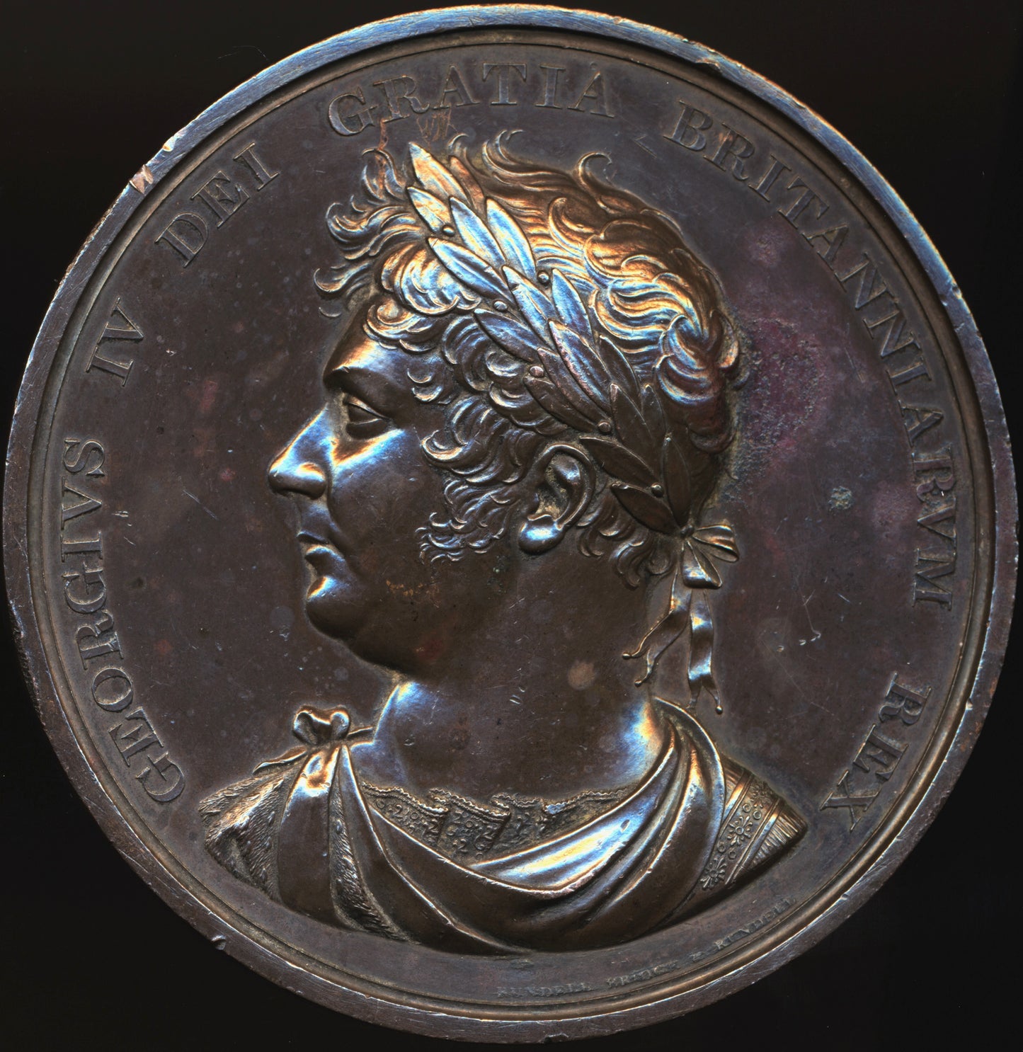 1820 Accession of George IV 70mm bronze medal E1123a BHM 1010 GVF