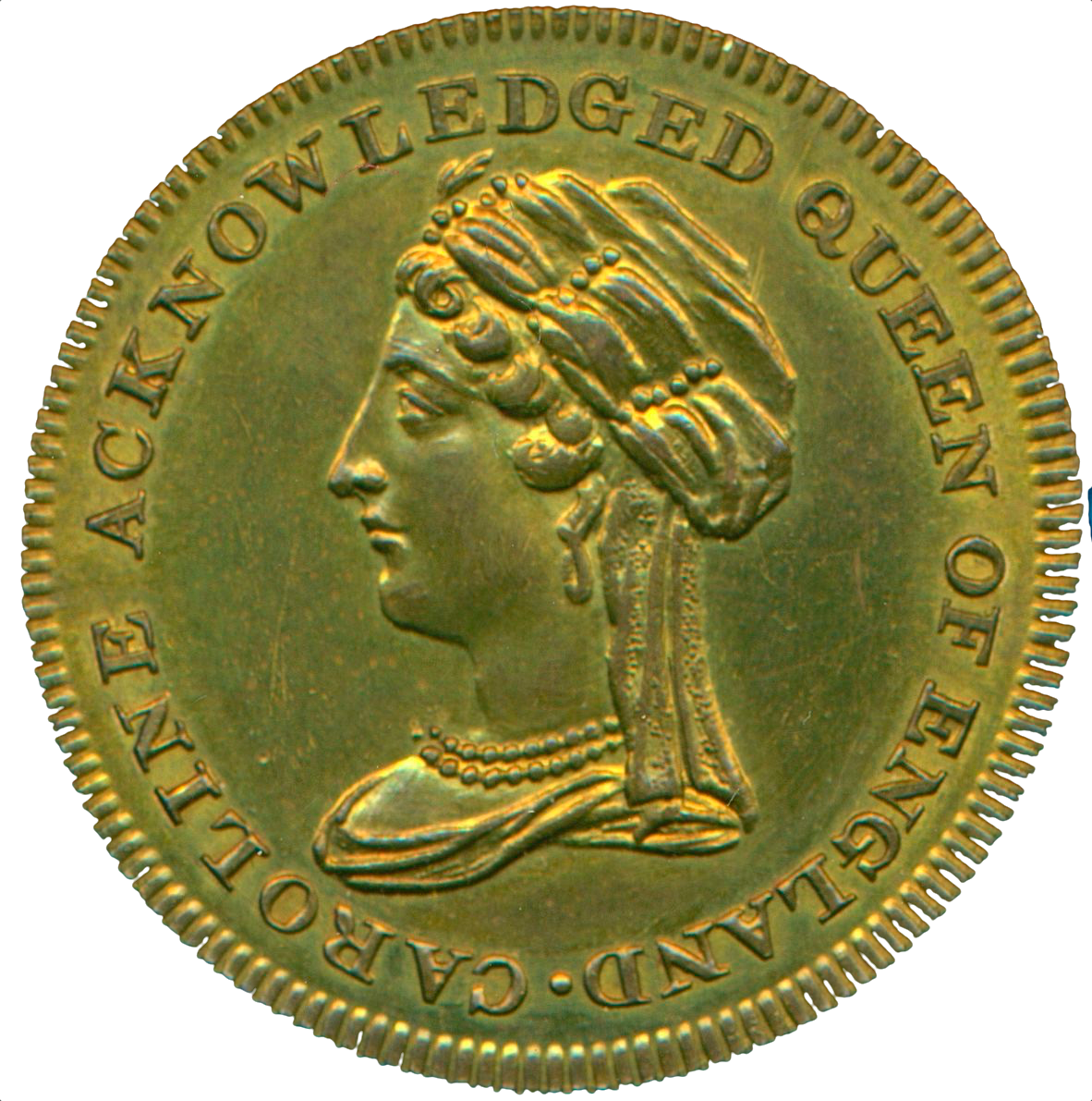 1820 Queen Caroline Acknowledged 25mm brass medal BHM 1039 EF